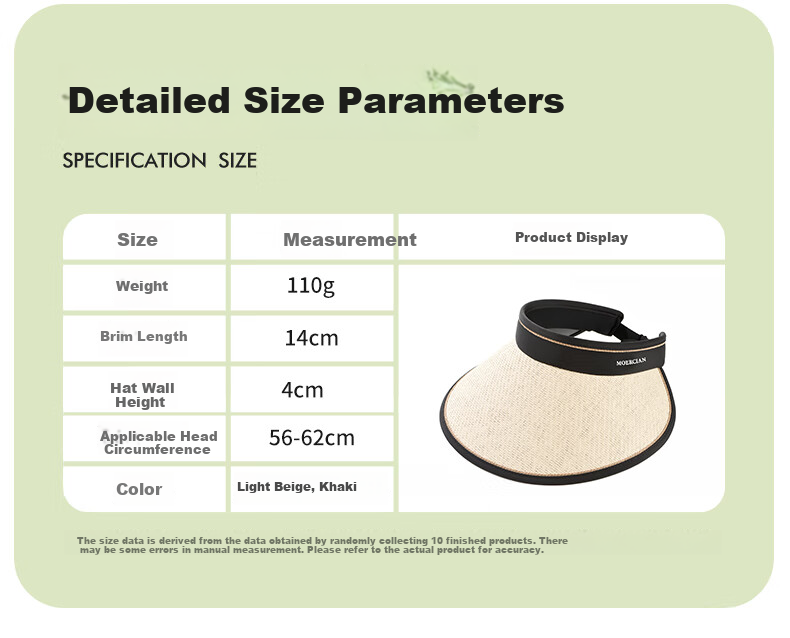 MOERCIAN Sun Protection Hat for Women, Beach Visor Cap, Summer Large Brim Black UV-Resistant Wide-Brimmed Sunhat 7