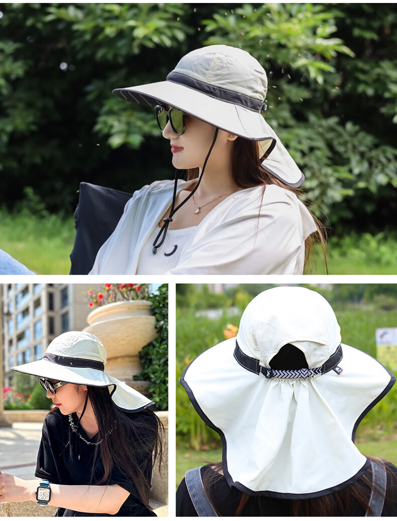 SUNDAY AFTERNOONS Women's Outdoor Wide Brim Neck Protection Beach Breathable Summer Sun Protection Hat, Off-White 12
