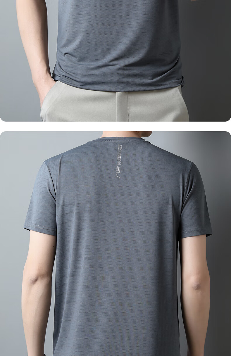 LangSha Quick-Dry Men's Short Sleeve T-Shirt Summer Ice Silk Moisture-Wicking Breathable Sports T-Shirt Outdoor Running Fitness Training Top 10