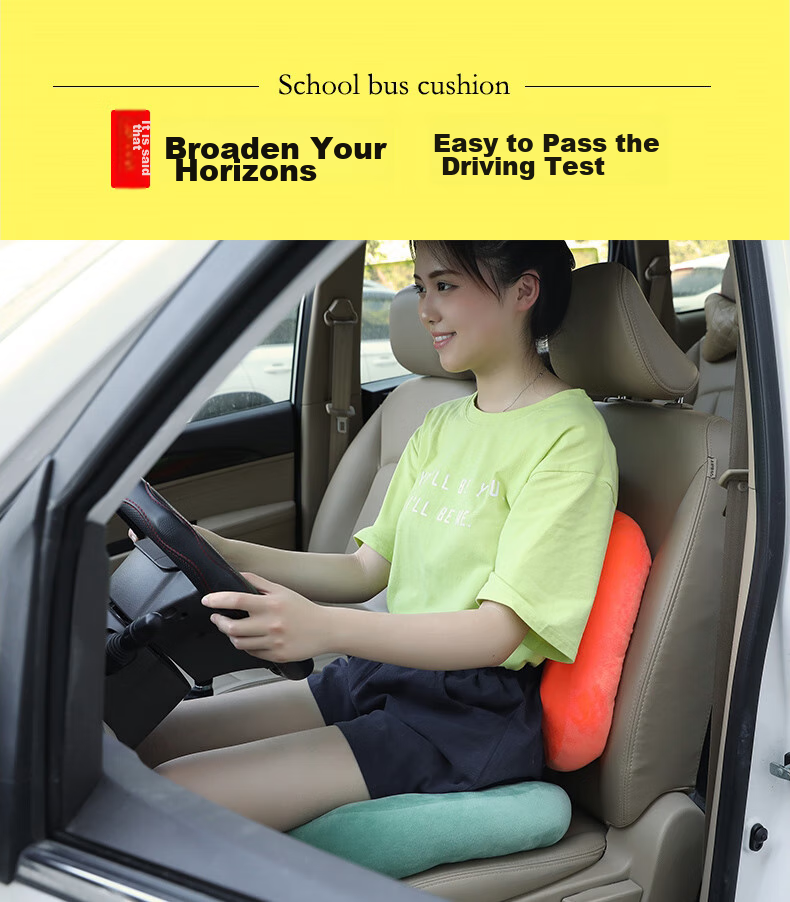 Buleishen Car Seat Cushion, Height-Increasing Pad, All-Season Ventilated Seat Cover, Lumbar Support, for Driving Practice, Car Exam, Anti-Slip Mat 1