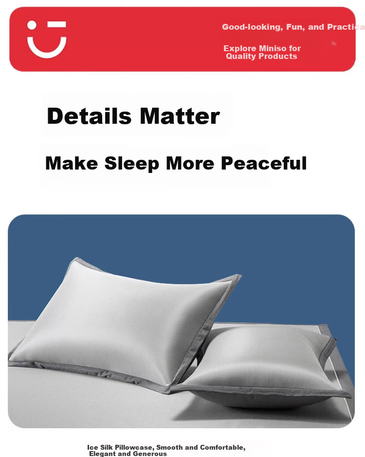 MINISO Ice Silk Mat Three-Piece Set Cooling Mat, Air Conditioning Mat for Summer, Foldable Mat, Dormitory And Home Use, Double Bed Size 1.5x2 Meters 16
