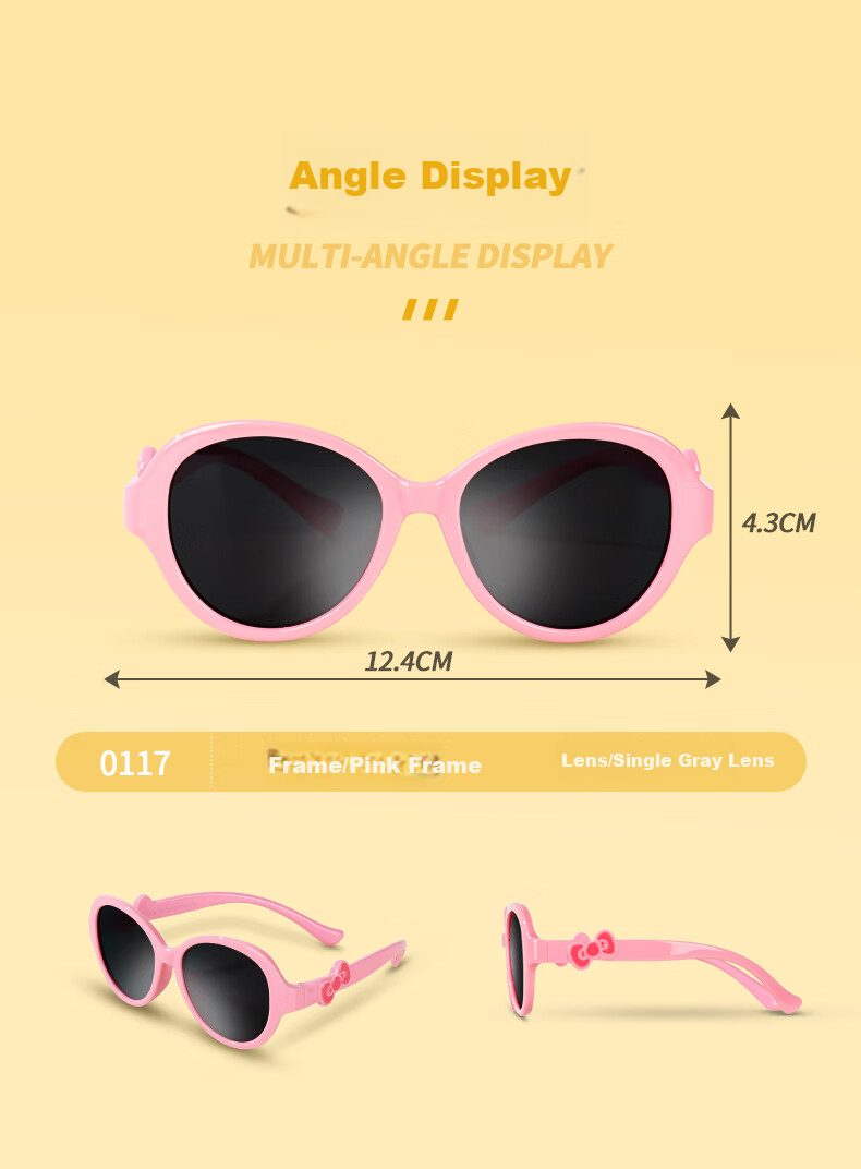 Angelamiao Children's Sunglasses, Girls' Sunglasses, Little Sheep Children's Glasses, Soft Rubber Eyeglass Frames, Baby Sunglasses for Back to School 12