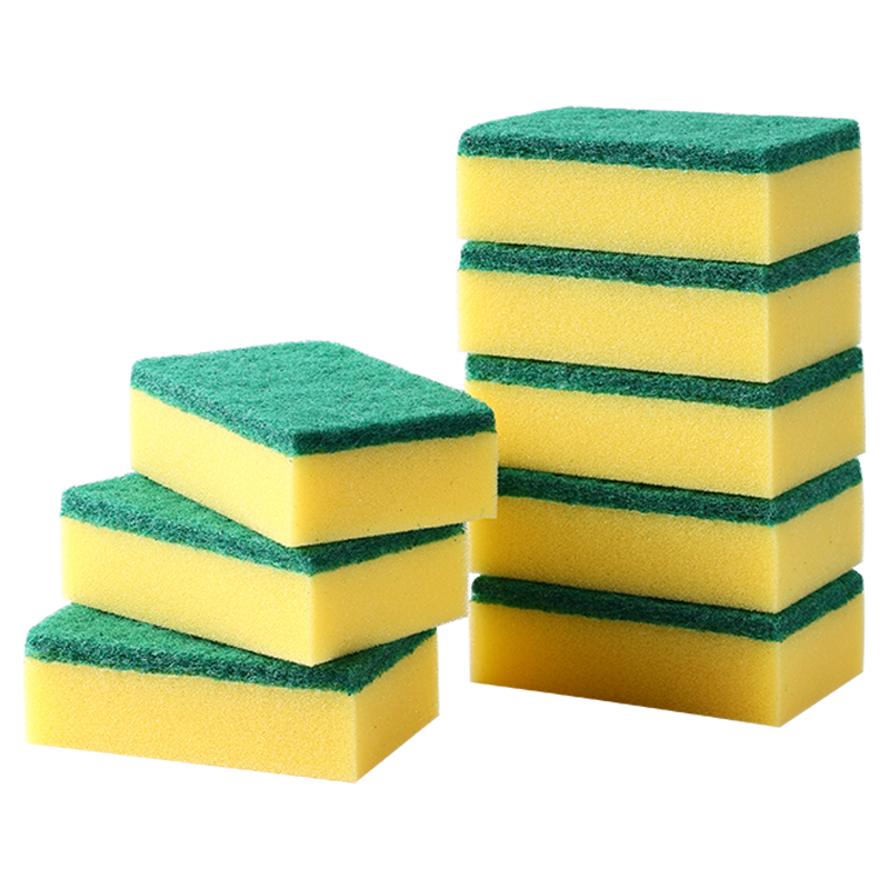 Grace Dishwashing Sponge Scrubber, 10*6*3cm, 8 Pieces Per Pack, Diamond Sand Scouring Pad, Kitchen Cleaning Cloth, Pot Brush