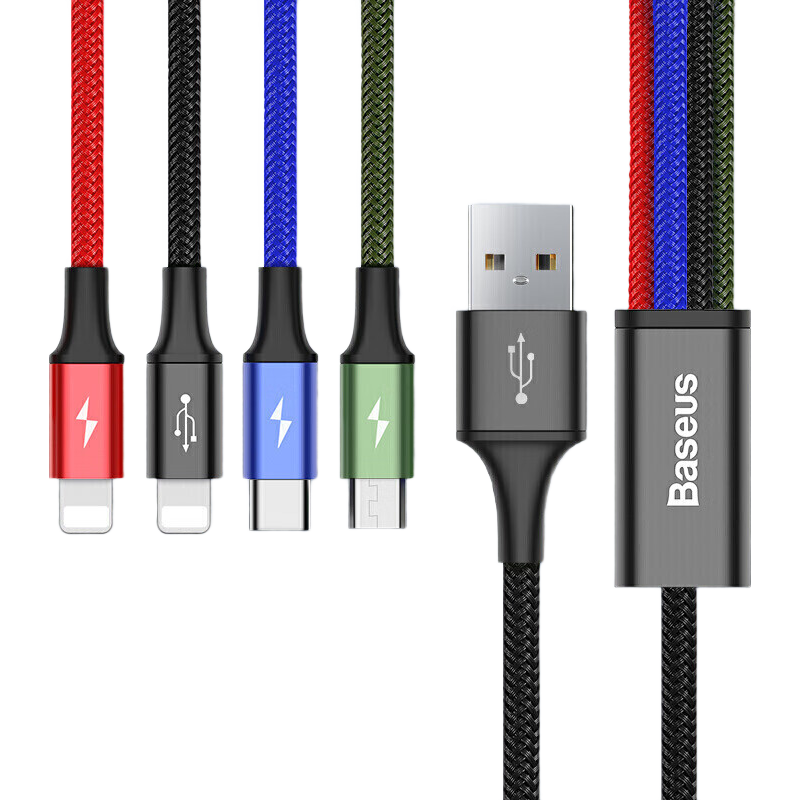 BASEUS Multi-Function Apple 18 Charging Cable Type-C One-To Compatible with IPhone 17/16/15/14/13 Phones, Xiaomi, Huawei, Car Charger, 1.2 Meters