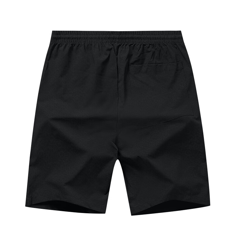 DANCING WOLVES [Comfortable And Breathable] Summer Commute Elastic Waistband Pants, Men's Casual Knee-Length Shorts, Fashionable Shorts, 001 Black, S