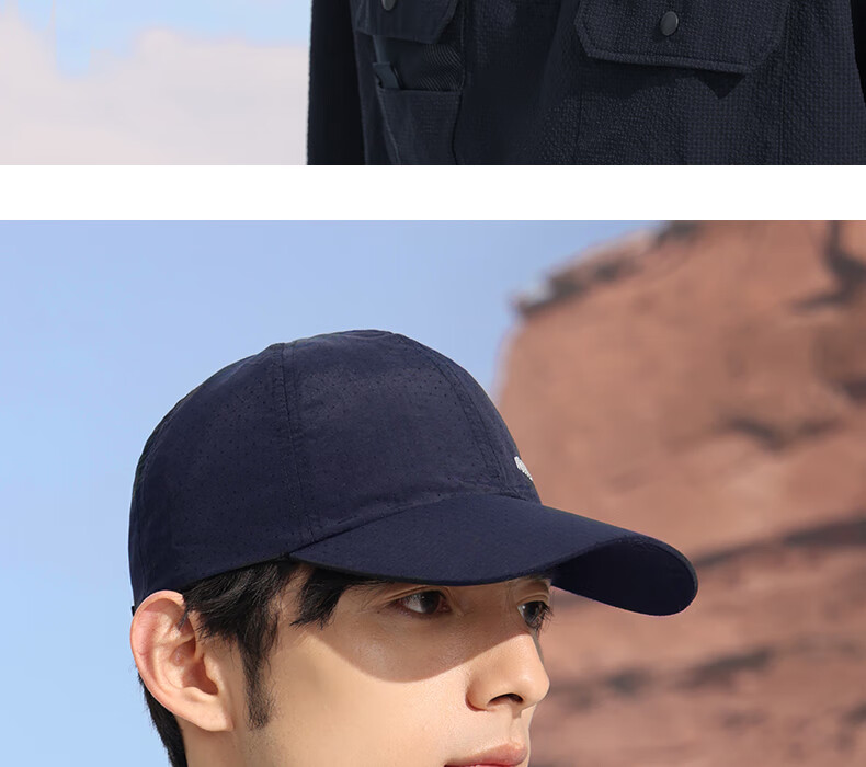 CACUSS Men's Baseball Cap Summer Outdoor Sunshade Breathable Mountaineering Duckbill Sports Cap Navy Blue L 15
