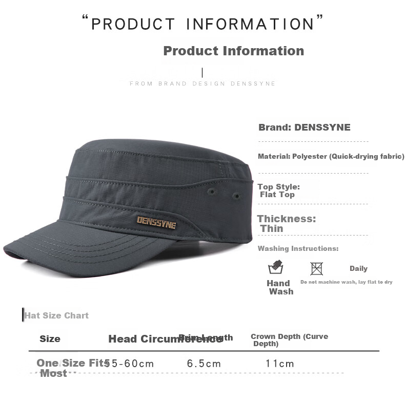 Denssyne Spring And Autumn Short Brim Quick-Dry Flat Top Hat for Middle-Aged And Elderly, Outdoor Casual Sun Protection Baseball Cap, All-Season Dad Hat 7