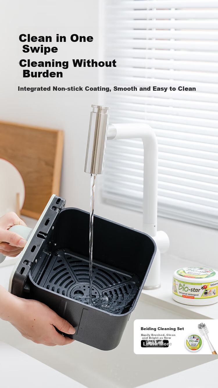 Buydeem Air Fryer, Multi-Functional Home Use Oil-Free Fryer, 4L Large Capacity with Visible Window, Healthy Precise Temperature Control Air Fryer F51, Light Pine Gree 13