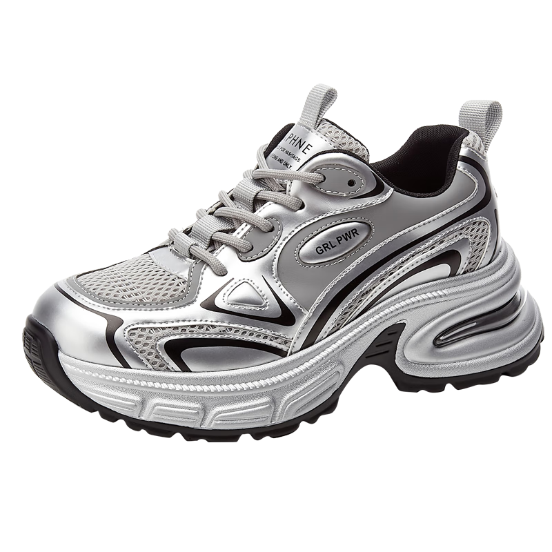 DAPHNE Women's Sports Casual Shoes, Thick-Soled Heightening Dad Shoes, Comfortable Versatile Low-Top Trendy Women's Shoes, Gray, Size 40