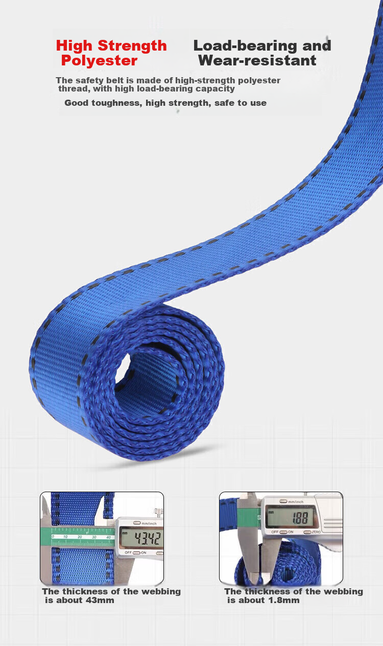 NITEX Five-Point Safety Harness, New National Standard Safety Rope, Double Large Hooks, 1.8 Meters + One Set of Shock Absorber Pouches 3