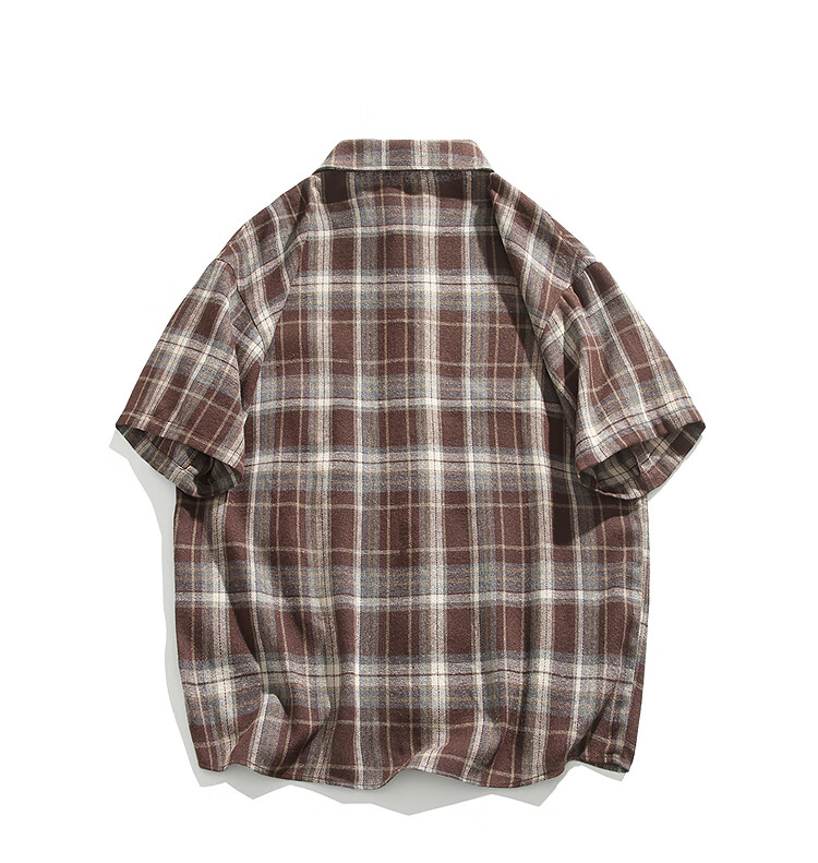 CLOR American-Style Casual Retro Loose Shirt, Spring And Summer Plaid Trendy Short-Sleeve Jacket, CLCX06 Black XL 5
