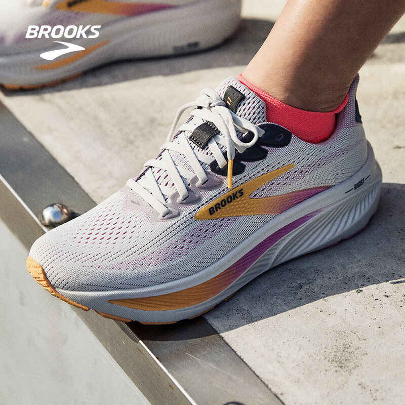 Кроссовки Brooks Women's Ghost 17 для бега, Mushroom Gray/Apricot Pink/Pink, размер 38.5