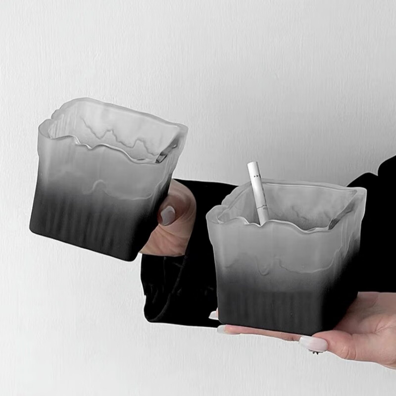 Youjialiangpin Creative Glass Ashtray, Office Hotel Home Use Ashtray, Gray