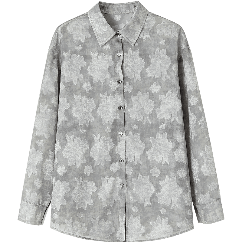 Dme [Shiguangjinghua] Autumn Textured Lapel Blouse, Artistic Tie-Dye, Loose Comfortable Shirt for Women, Top
