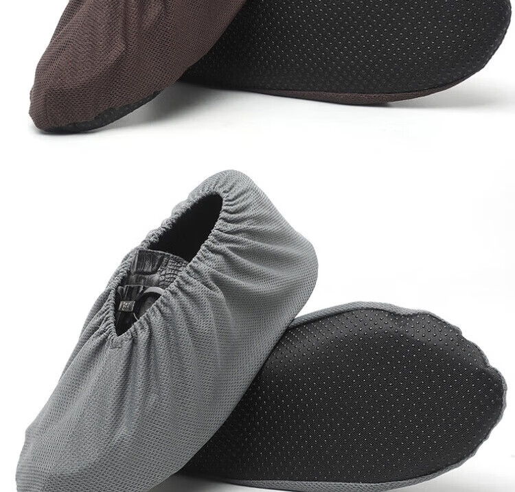 Wenstain W5552 Breathable Mesh Shoe Covers Non-Slip Sole Reusable Showroom Shoe Covers Size 36-43 Universal - Dark Gray (5 Pairs) 5