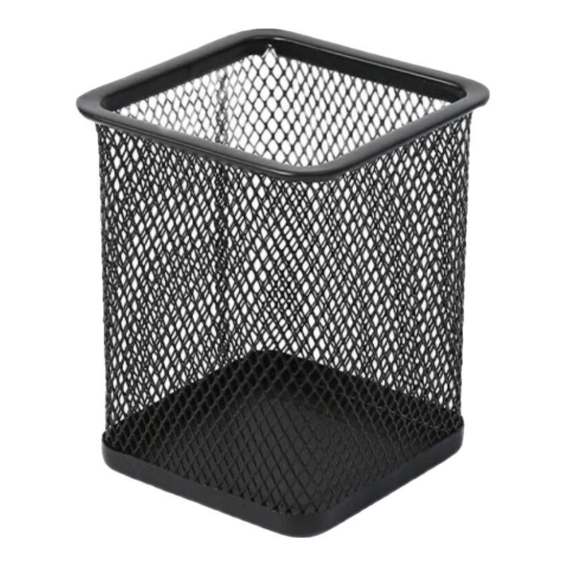 Kingdee Metal Mesh Square Pen Holder, Black Simple Creative Desktop Storage Box Ornament, Office Supplies