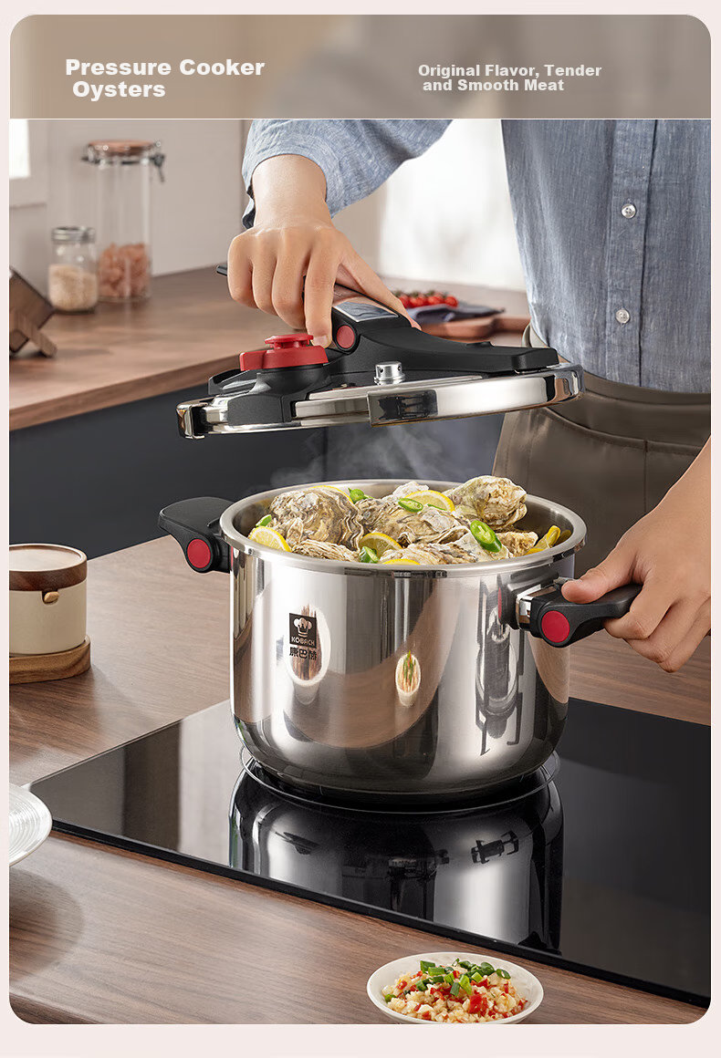 KBH Explosion-Proof Pressure Cooker, 304 Stainless Steel, Thickened, Safe for Home Use, Compatible with Gas And Induction Stoves, 22cm, 5.5L 11