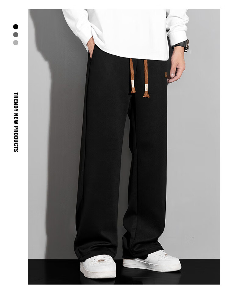 Warrior Fleece-Lined Pants for Men, Autumn And Winter Warm Thick Casual Trousers, Loose Straight-Leg Sweatpants, Versatile Flat-Front Joggers 9