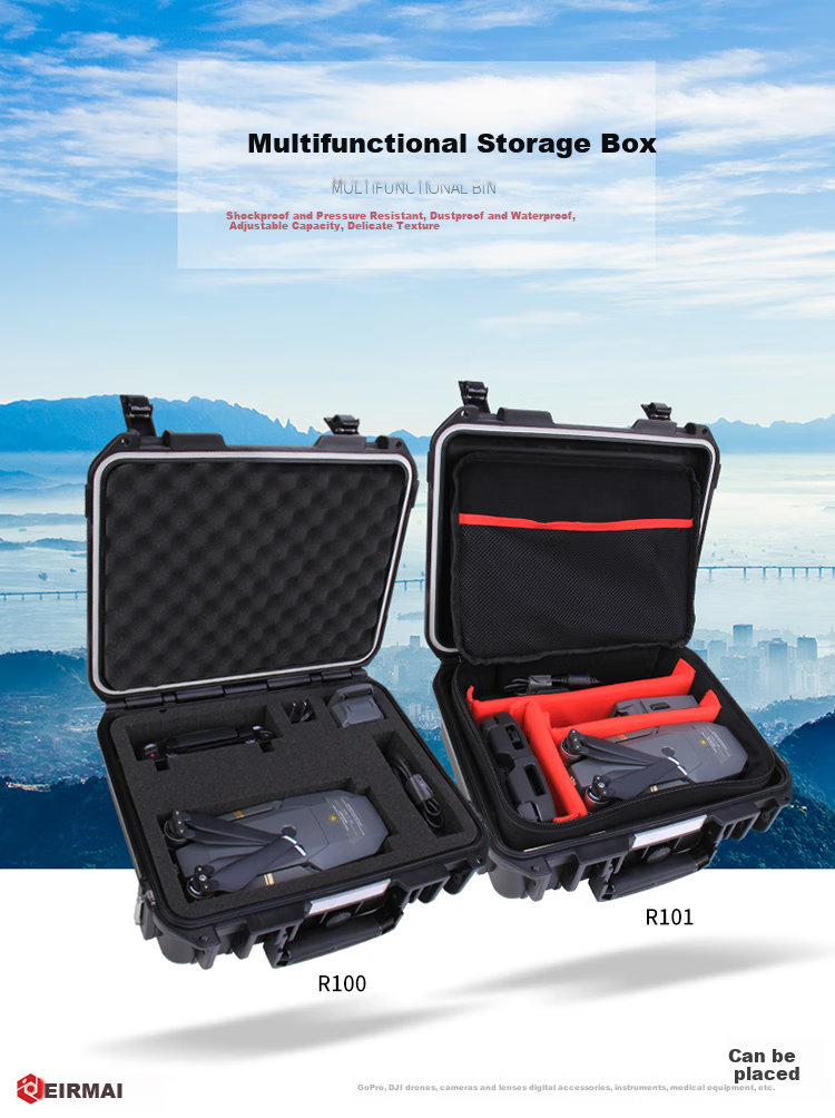 EIRMAI R101 DJI Mavic Pro Drone Carrying Case, Digital Safe Box, Multifunctional Storage Box, Small Instrument And Equipment Case, Organizer Box, Black 1
