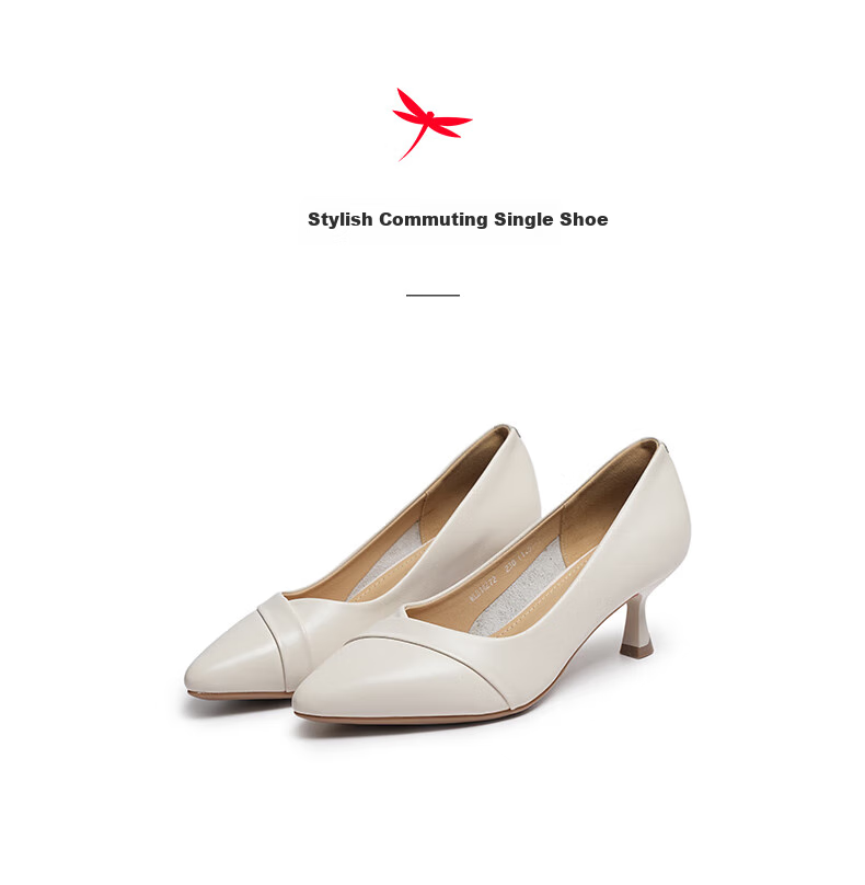 RED DRAGONFLY High Heels, Shallow Women's Spring And Autumn Work Shoes, Elegant Commuter Stilettos, WLB14272, Beige, Size 37 2