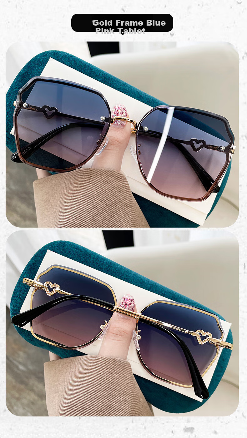 Angelamiao Fashion Women's Sunglasses, Frameless Cut-Out Sunglasses, UV Protection, Bare-Faced Slimming Effect, Silver Frame with Gradient Lenses 13