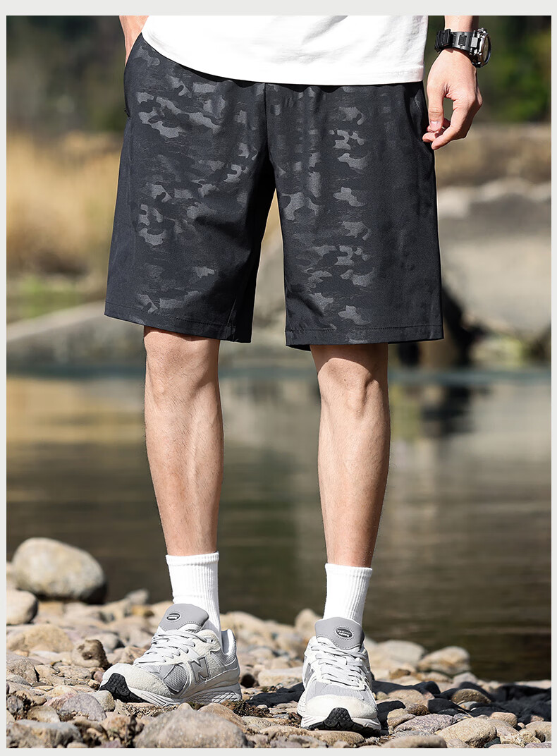 EASTERN CAMEL Men's Trendy Summer Outdoor Casual Sports Straight Five-Point Shorts Youth Loose Beach Pants 10