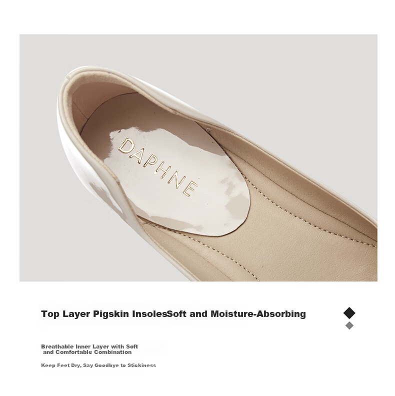 DAPHNE French Shallow Women's Flat Shoes, Red Elegant Loafers with Square Buckle, Style 4623101054, Red, Size 35 8