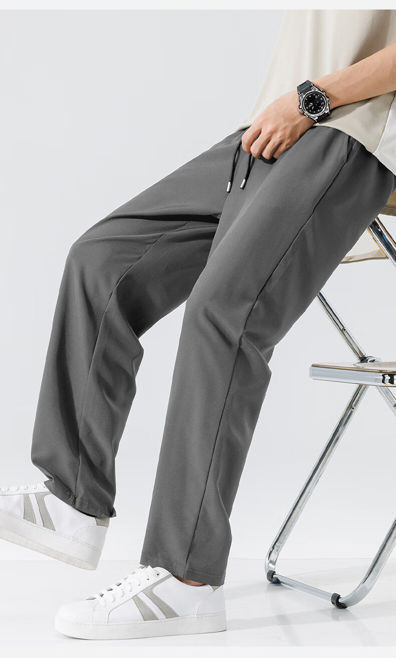 Warrior Ice Silk Pants for Men, Thin Summer Quick-Dry Breathable Loose Long Trousers, Cool-Feeling Sports Casual Straight-Leg Pants YD 8