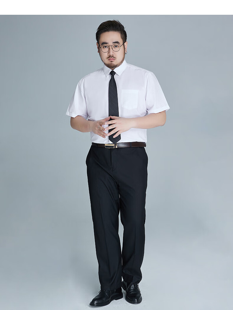 Ayoupang Summer Short-Sleeve Large-Size Pure Cotton Shirt, Loose-Fitting Business Formal Wear, Breathable Comfortable All-Cotton Casual White Shirt for Me 12
