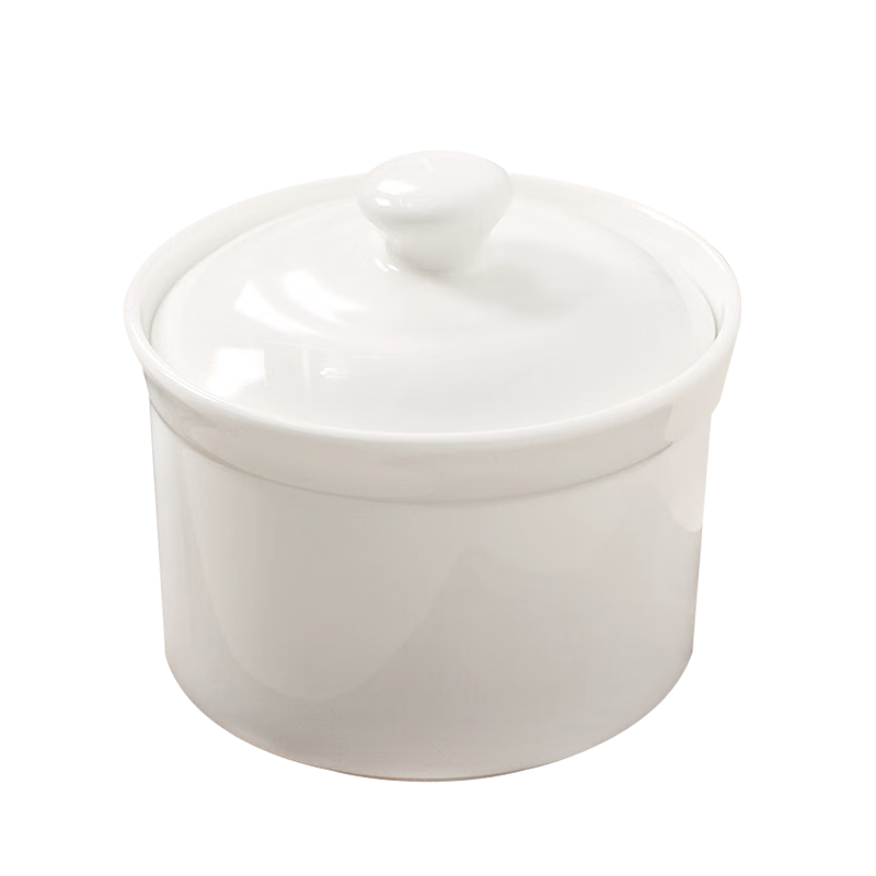 Sky Top Ceramic Stew Pot with Lid Bone China Soup Bowl Steamed Egg Custard Bird's Nest Bowl Household Single Serving Pure White 300ml