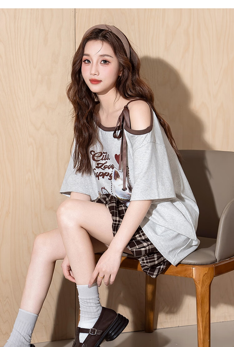 TonLion 2026 Summer New Women's Short-Sleeve T-Shirt, Off-Shoulder, Versatile, Elegant, Slimming, High-End, Fashionable, Youthful 5