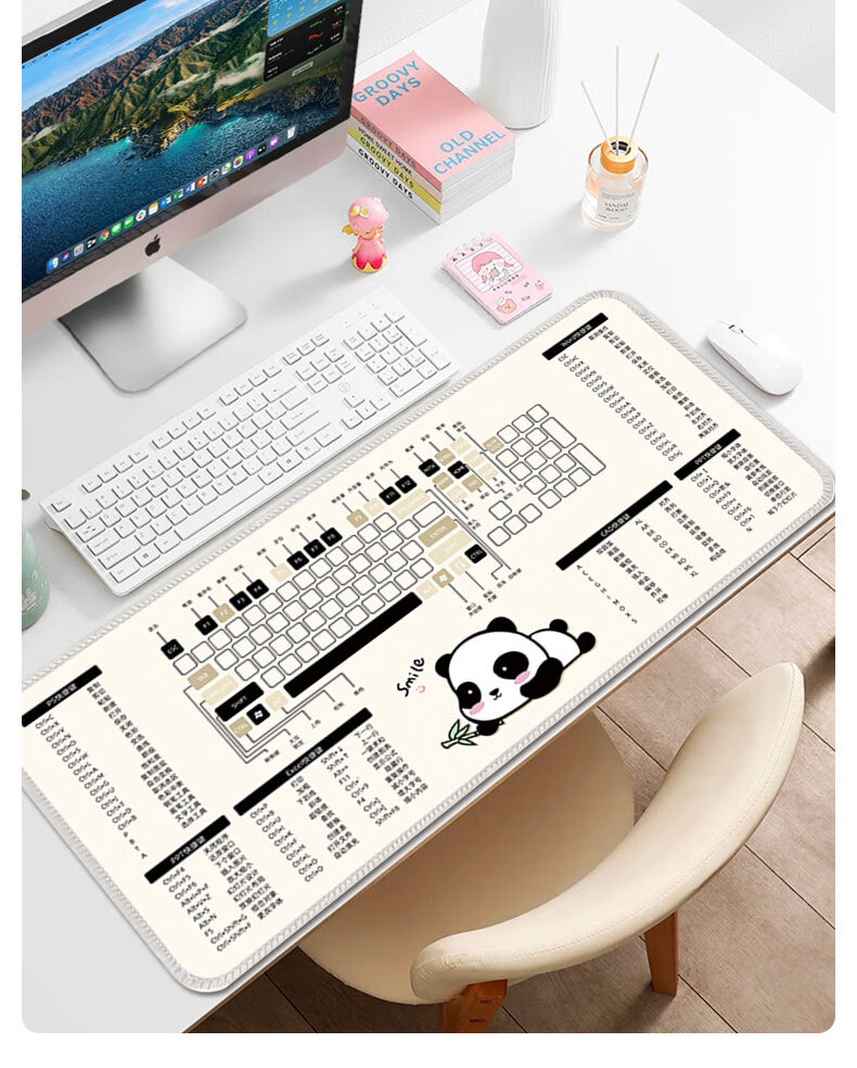 JPLAYER Large Thick Shortcut Key Mouse Pad Office Laptop Cute Cartoon Shortcut Desk Mat 800x300x3mm 1