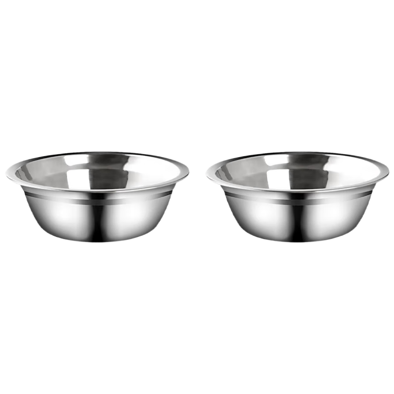 BJ Stainless Steel Bowl, Stainless Steel Bowl, Soup Pot, Kitchen Large Soup Bowl, Rice Bowl, Salad Bowl, Seasoning Bowl, 18CM, Set of 2