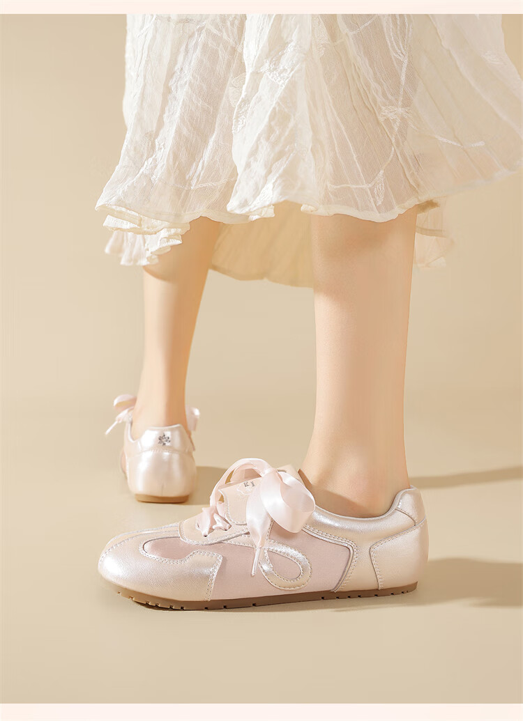 DAPHNE Song Xi Same Style Ballet Training Shoes, Women's New Sneakers, Casual White Shoes, Beige, Size 37 10