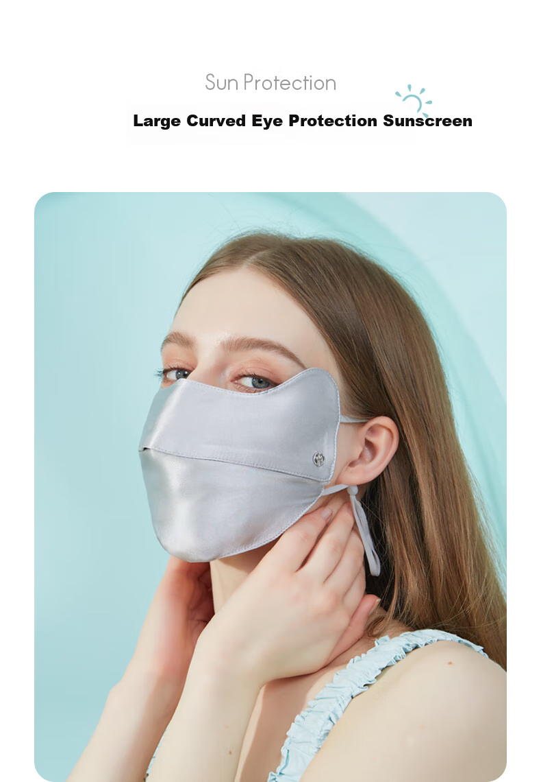 ELLE [100% Silk] Sun Protection Face Mask for Women, Eye Corner Protection, UV-Resistant Mulberry Silk Face Mask, Mid-Autumn Festival Gift 11