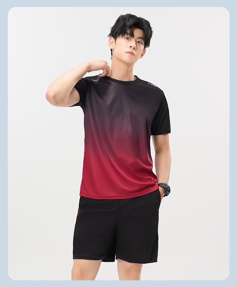 VICTORIATOURIST Sports Set for Men And Women, Indoor Fitness Wear, Quick-Dry Short-Sleeve T-Shirt, Badminton And Basketball Training Shorts, Running Gear 26