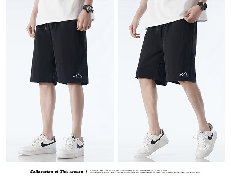 Homlean American-Style Shorts for Men, Summer Ice Silk Thin Breathable Basketball Pants, Outdoor Wear, Large Size Casual Pants CG03 Gray M 8