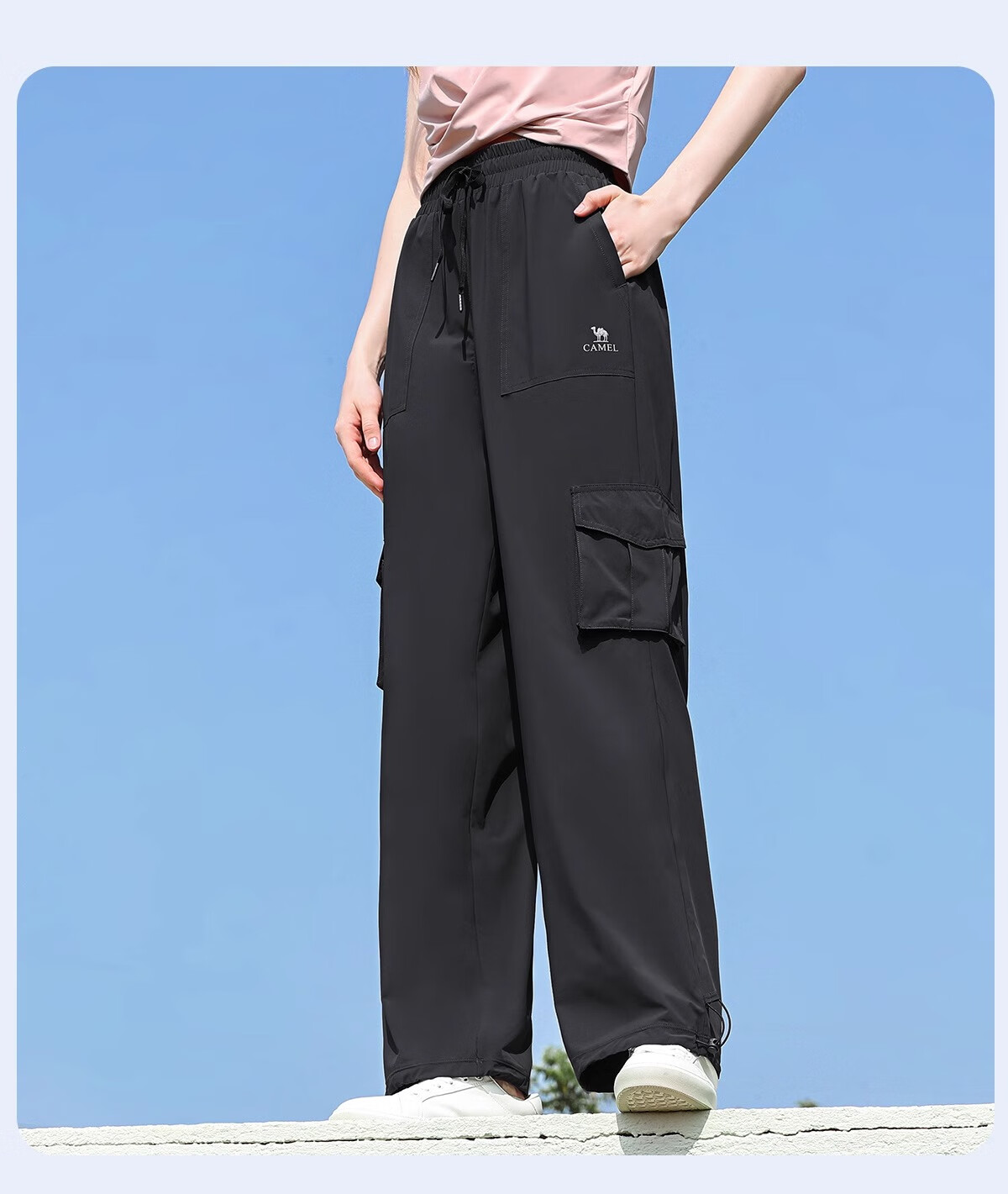 CAMEL Women's Paratrooper Cargo Pants High-Waist 2025 Spring/summer New Loose Straight-Leg Pants Breathable Sun Protection Casual Pants L 26