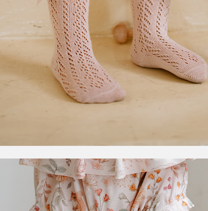OAK FAMILY Children's Butterfly Bow Thigh-High Socks, Hollow Baby Princess Socks, Thin Style, Toddler Long Socks, White, 0-1 Year Old (S) 6