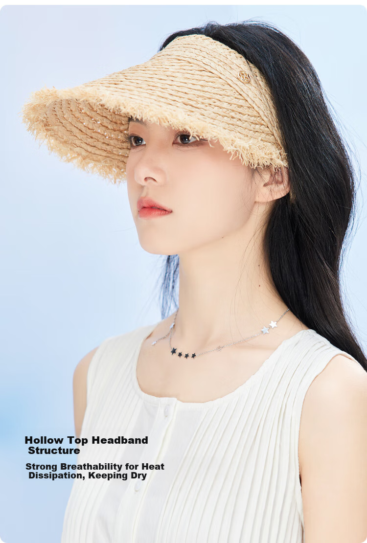 JIUMU Women's Sun Hat, Visor Cap, Straw Hat, Cool Hat, Summer Outdoor Face-Covering Hat for Women CW144 5