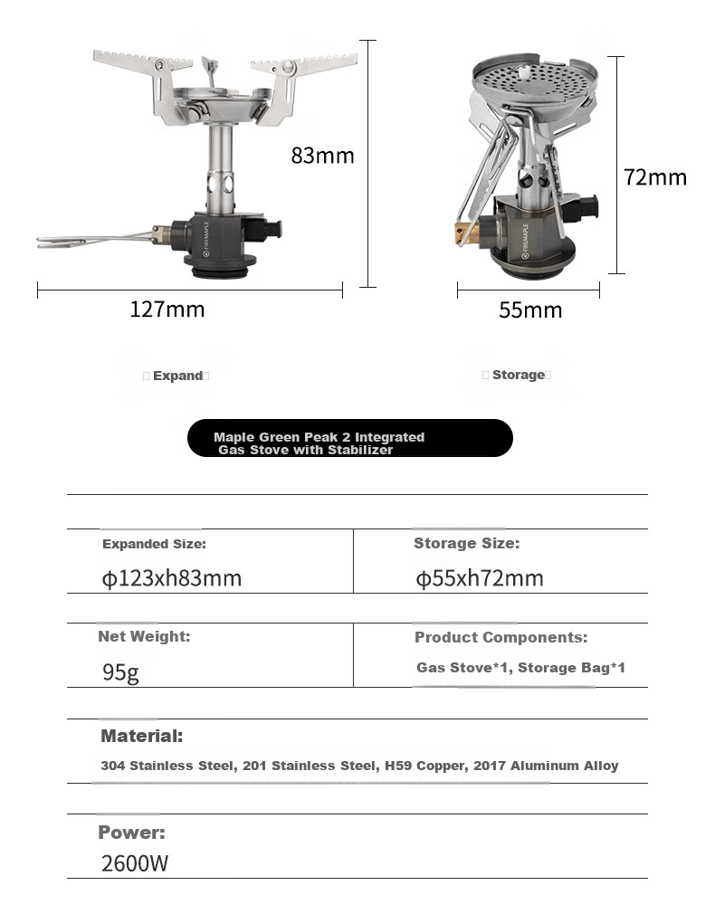 FIRE-MAPLE Integrated Gas Stove in Dark Gray, High-Altitude Cold-Resistant Gas Burner Head, Foldable Windproof Electric Ignition Gas Stove 9