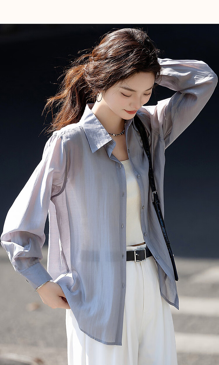 Demana Sweet Oxygen Dopamine Spring Autumn Breathable Lyocell Polo Collar Lightweight Relaxed Shirt Women's Top 8