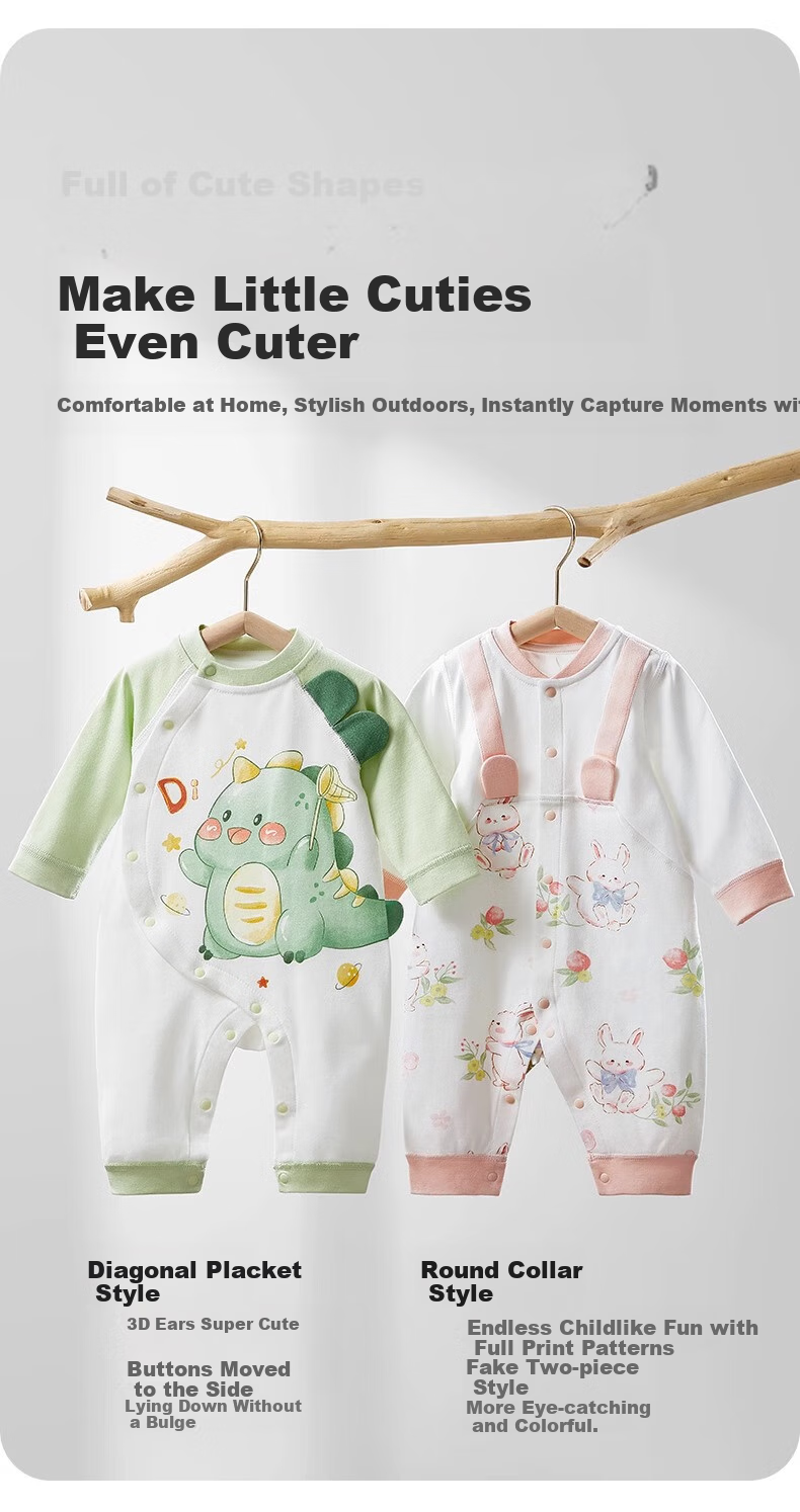 AIBEDILA Baby Romper, Autumn Season, Infant Class A Pure Cotton Onesie, for Boys And Girls, Outdoor Bodysuit, Crawling Suit, Close-Fitting Clothing, Size 80 3