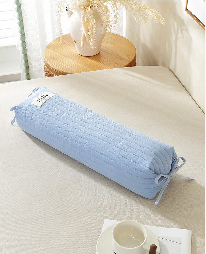 Hengyuanxiang Buckwheat Hull Pillow, Pure Cotton Candy Filling Neck Pillow, Single Person Nap Pillow, Bean Green 58*20*8cm 2