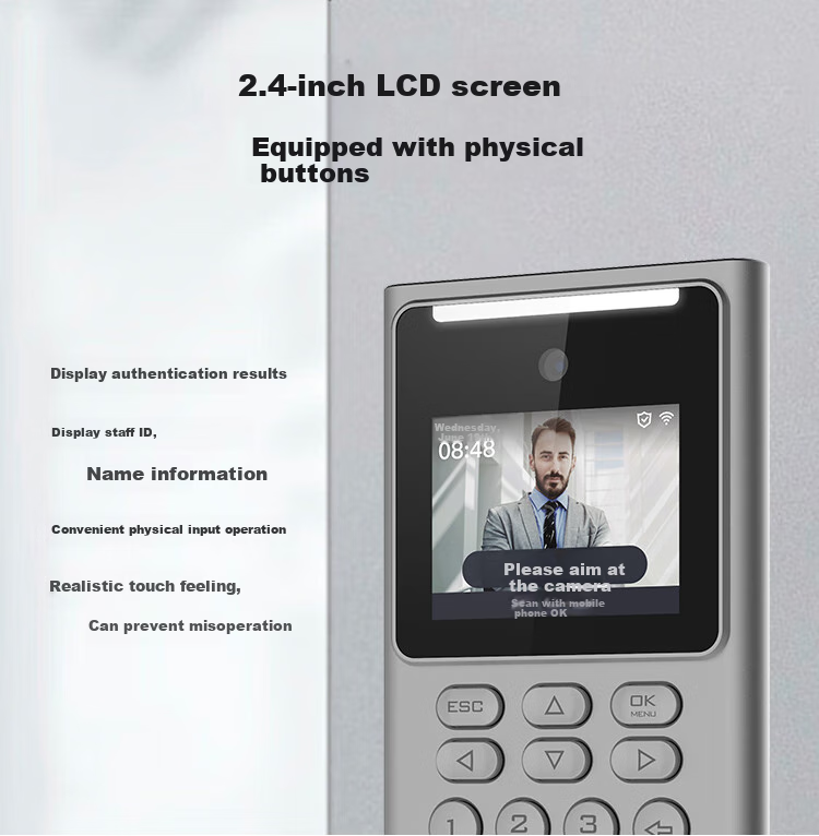 HIKVISION Attendance Machine And Access Control All-In WiFi Version, 2.4-Inch Facial Recognition And Fingerprint Smart Clock-In Device, Mask Detection, White Light Fill-In D14 PLUS 10