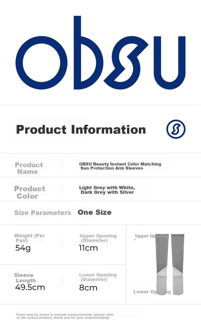 Obsu Color Block Sun Protection Arm Sleeves, Dark Gray with Silver Contrast, Sun Protection Arm Sleeves 20