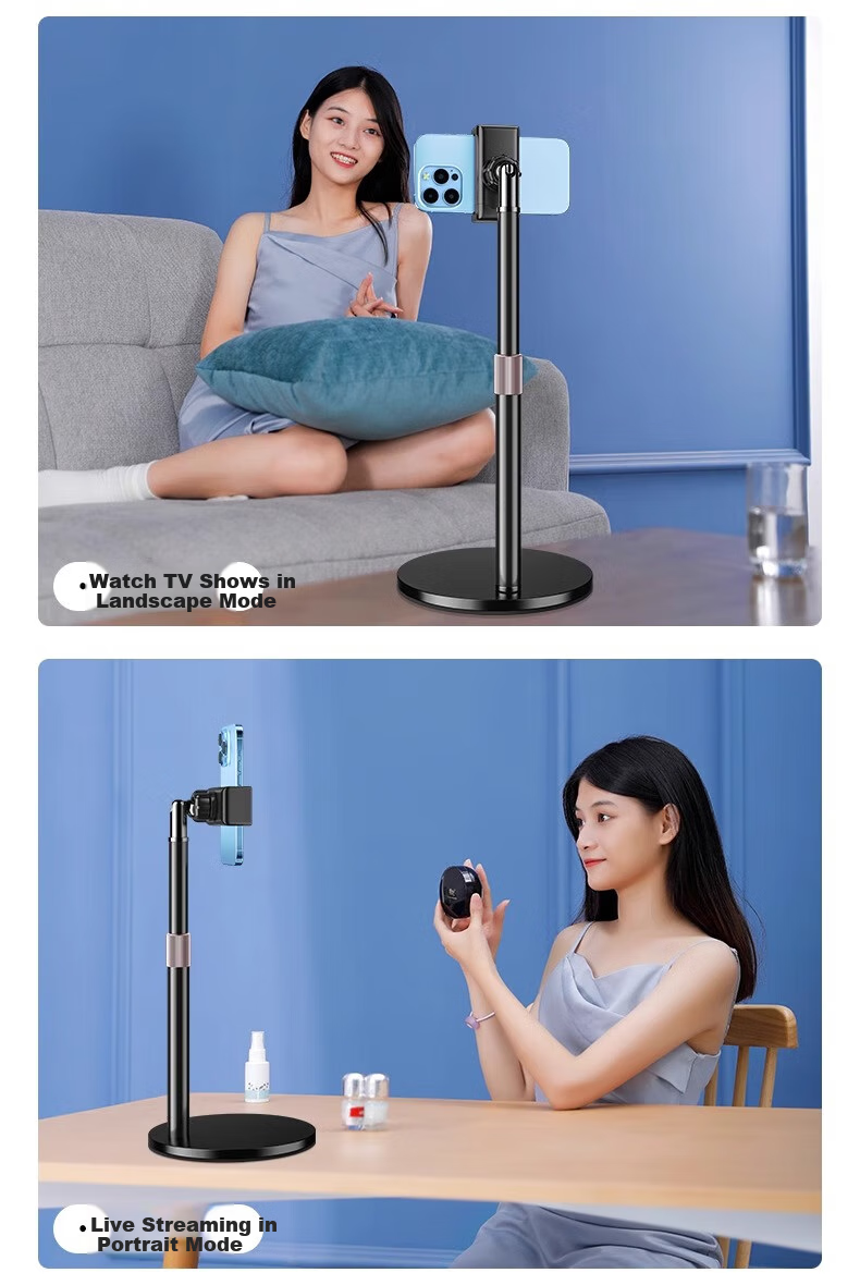 LINGCHEN Live Streaming Phone Stand, Desktop Adjustable Height, Overhead Shooting, Telescopic Selfie Device, Lazy Person's Binge-Watching Tool, Short Video Recording And Drawing Stand, 360° Rotatable Multifunctional Metal Phone Holder 13