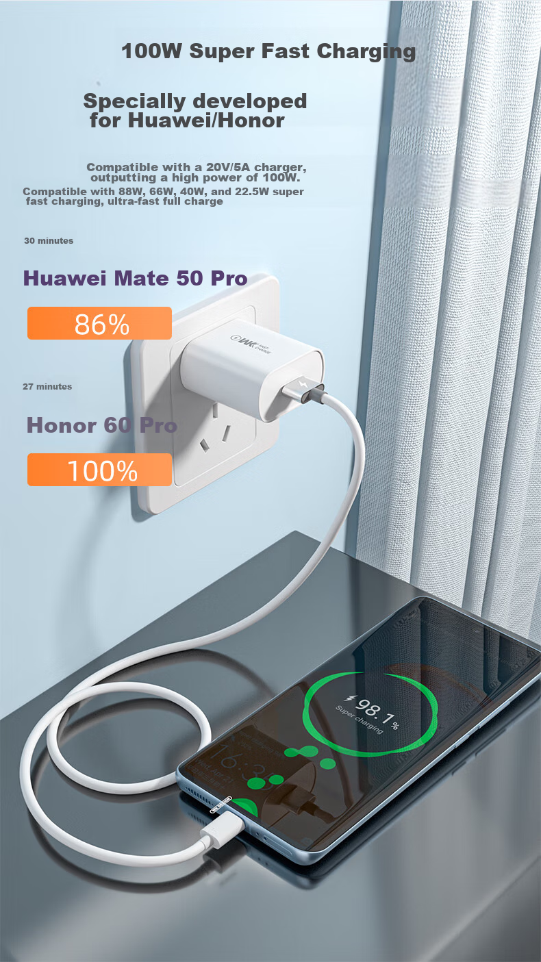 Zitai [2-Pack] Type-C Data Cable, 6A/5A Super Fast Charging Cable, 100W/66W, Compatible with Huawei Honor Xiaomi Phones Mate70/60/40/P80, 1.5 Meters 8