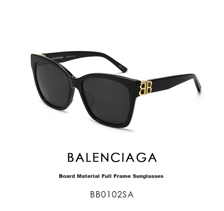 BALENCIAGA Parisian House Kailun Sunglasses, Square And Round Cat Eye Frame, Sunglasses for Men And Women, Gift BB0102SA-001 1