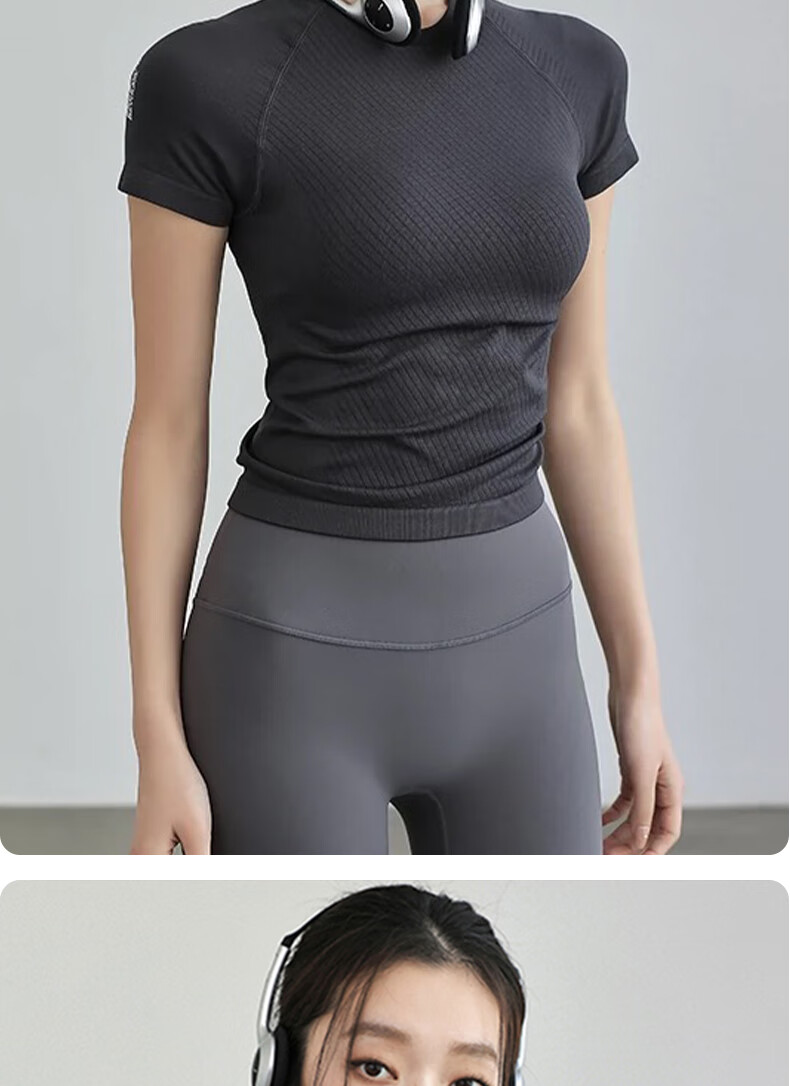 Xueqiman Women's Yoga Short Sleeve Top Tight Fit Stretch Quick-Dry Breathable T-Shirt Professional Pilates Fitness Running Training 16